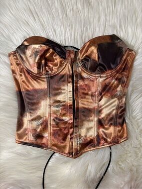 Satin Copper Bustier Top